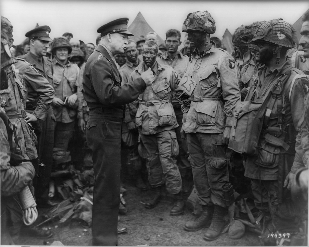 Ike meets with paratroopers of the 101st before their midnight jump into Hitler's "Fortress Europe."